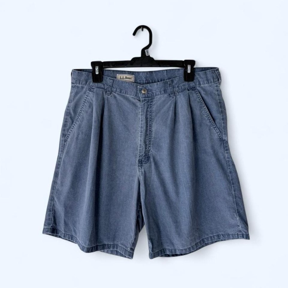LL Bean‎ Mens Shorts Blue Pleated Casual Relaxed Fit Size 36